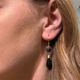 RUTILATED QUARTZ BLACK SPINEL EARRINGS