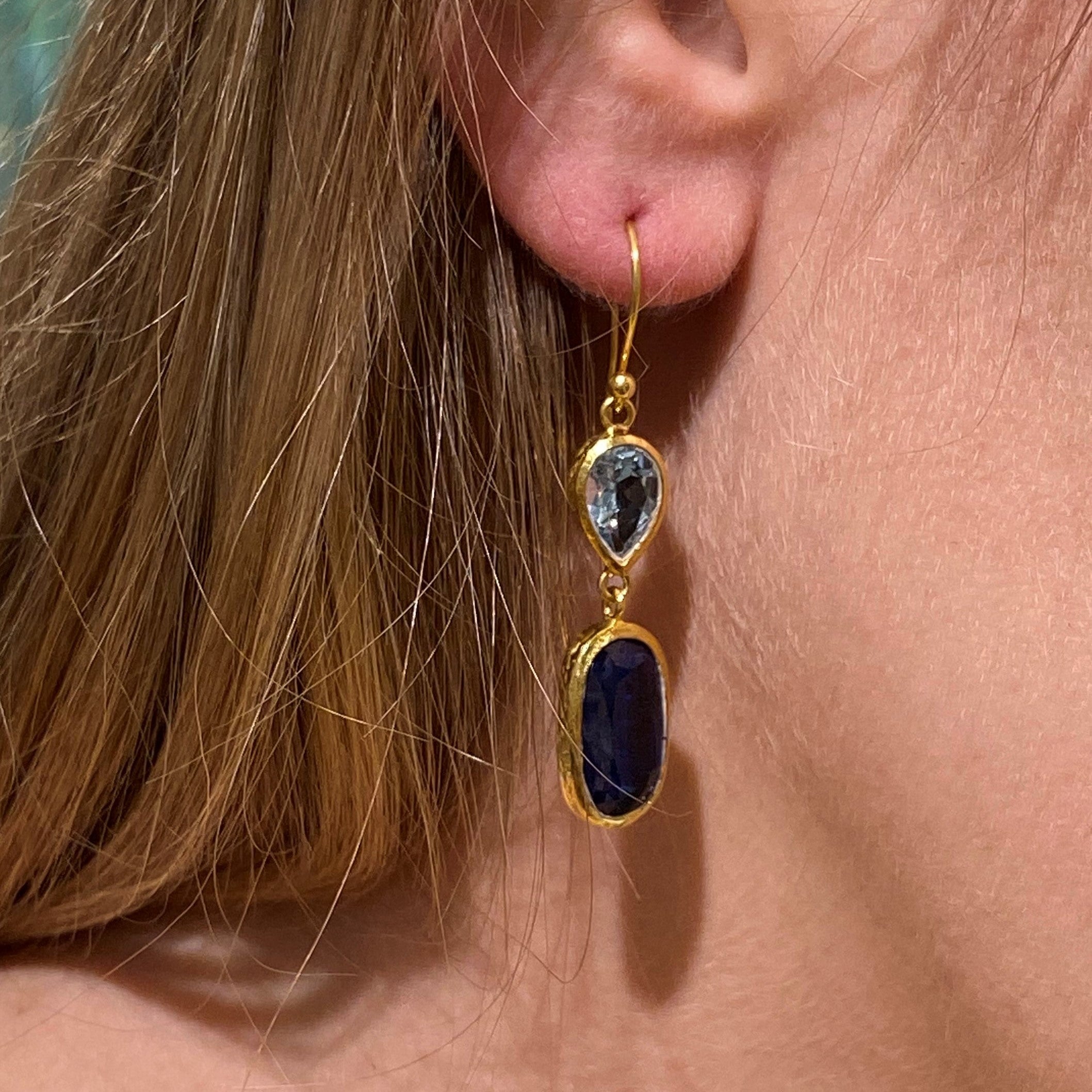 BLUE TOPAZ KYANITE EARRINGS SONIA TONKIN