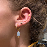 PAVE DIAMOND HOOPS GEMSTONES EARRINGS