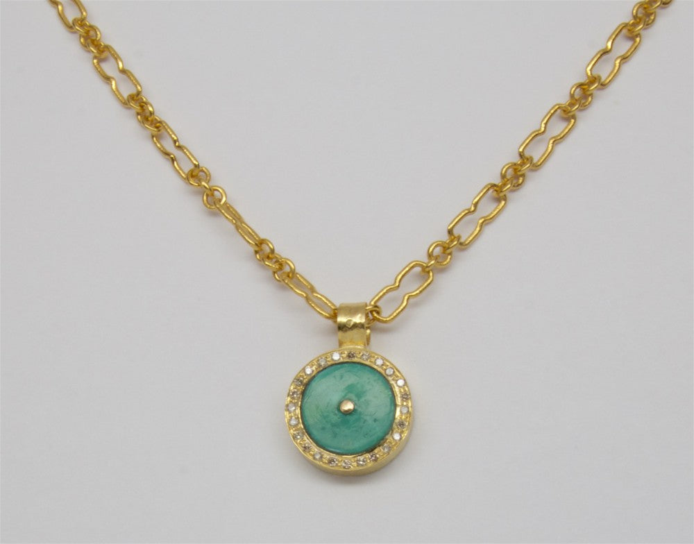 TURQUOISE DIAMOND EMERALD SIGNATURE GOLD NECKLACE SONIA TONKIN
