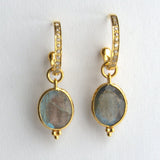 PAVE DIAMOND HOOPS GEMSTONES EARRINGS