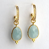 PAVE DIAMOND HOOPS GEMSTONES EARRINGS
