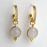 PAVE DIAMOND HOOPS GEMSTONES EARRINGS