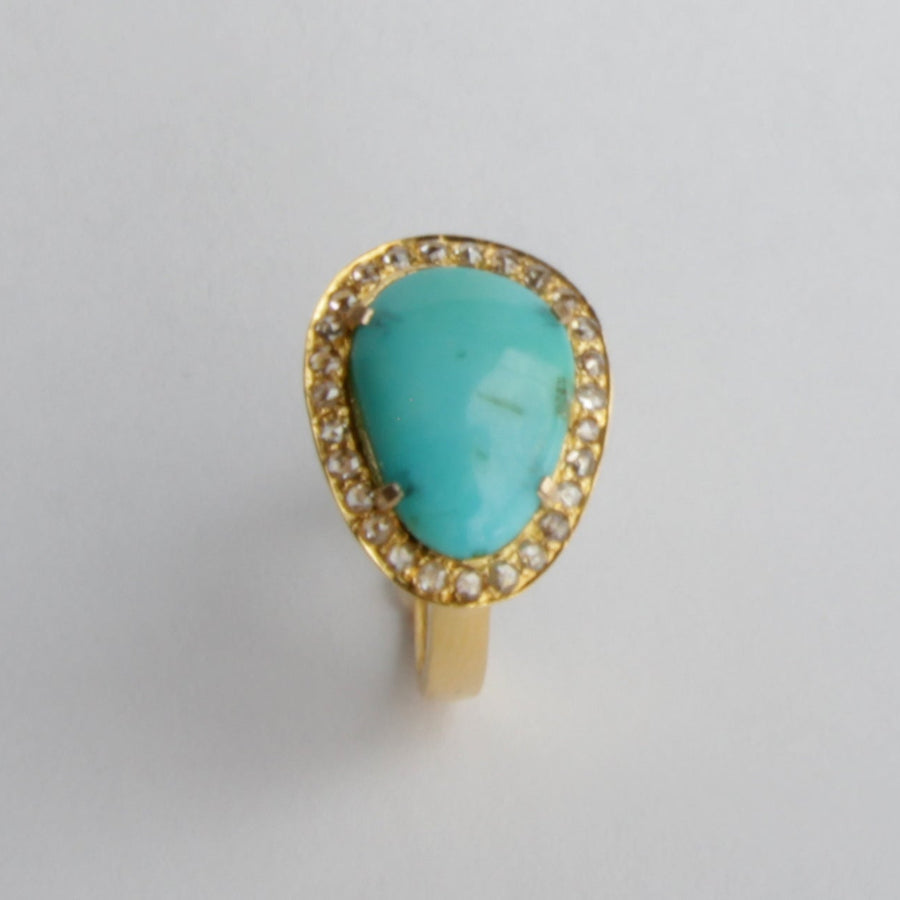 PAVE DIAMONDS TURQUOISE RING Sonia Tonkin Jewelry Pave diamonds turquoise ring sonia tonkin jewelry
