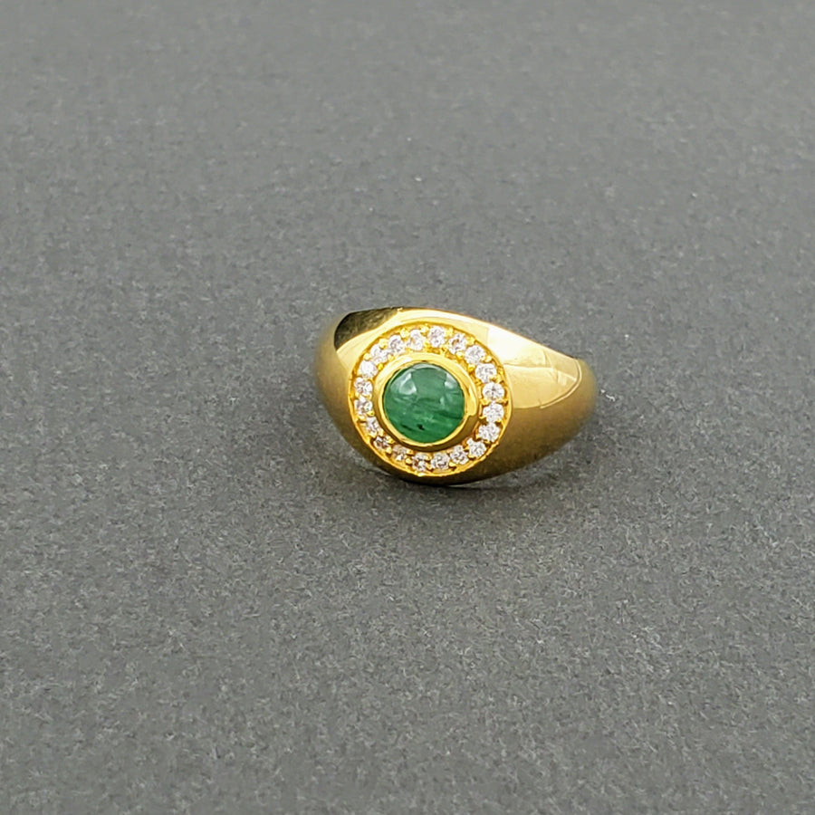 EMERALD PAVE DIAMONDS 18 KT RING